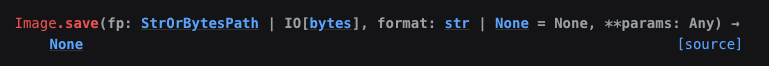 Pillow library’s <code>save</code> method documentation.