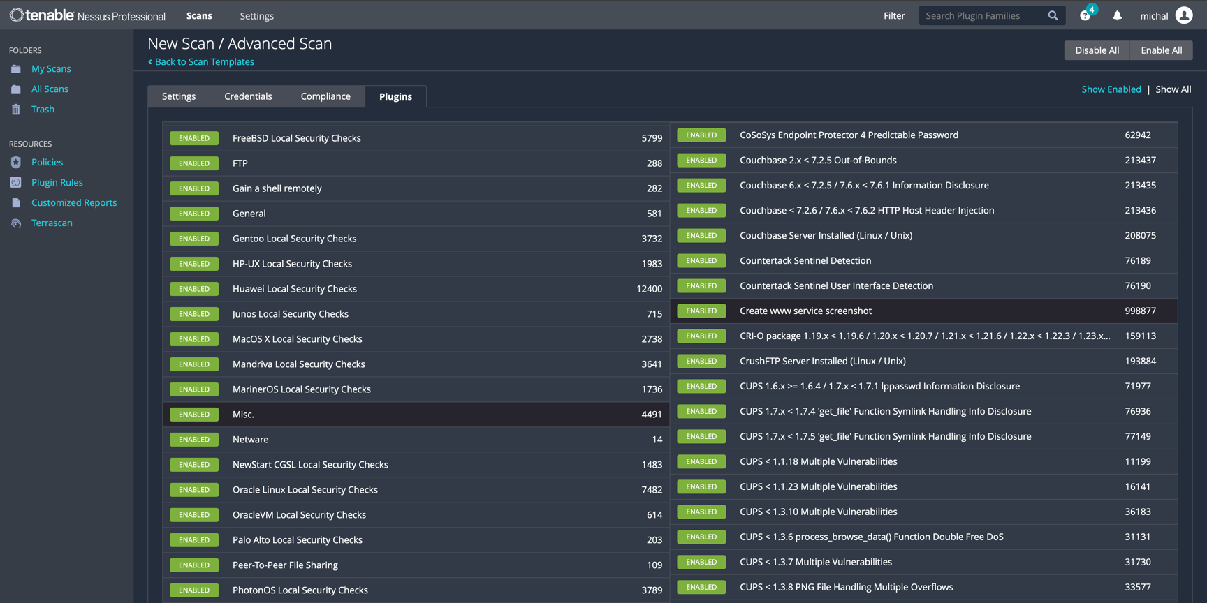 Fig 1. Properly loaded Nessus plugin.