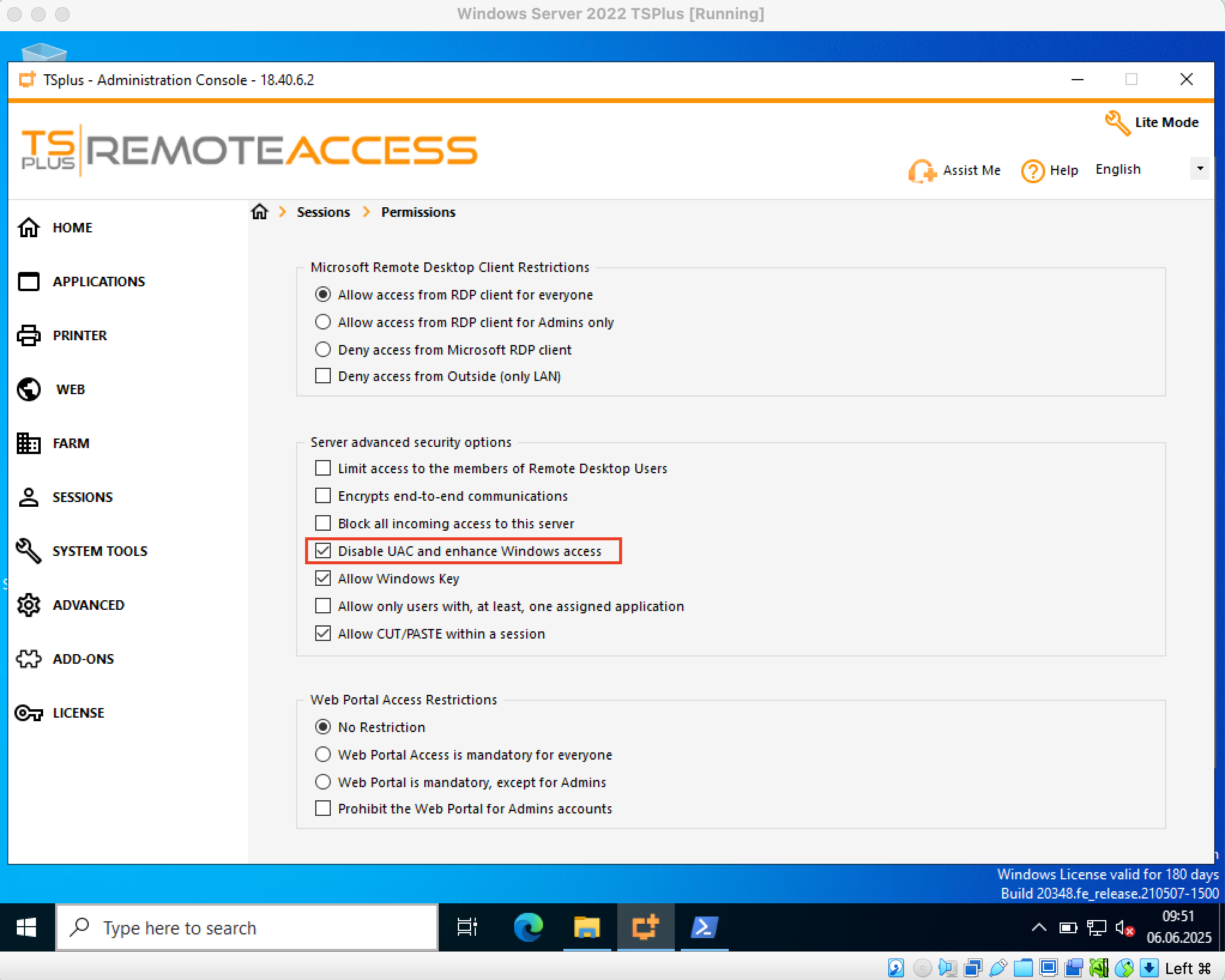 Figure 1. Option selected by the system administrator, required for the vulnerability to exist.