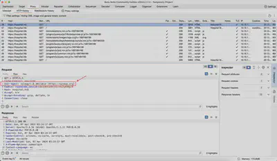Rys. 11. Żądania wysłane przez SQLMap zapisane w historii Burp.