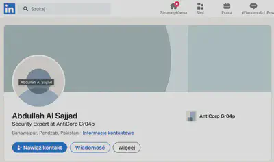 Rys. 7. Profil LinkedIn znalezionego pracownika.