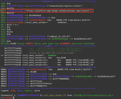 Rys. 7. Wykryty adres API wykorzystywany do pobierania klucza.