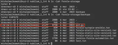 Rys. 4. Zawartość katalogu <code>forela-storage</code>.