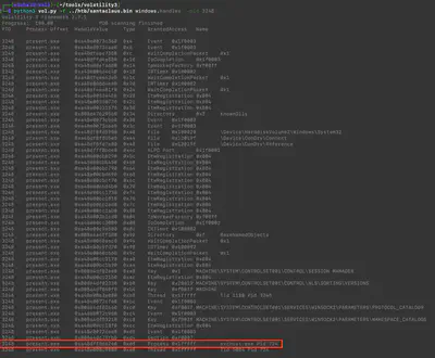 Rys. 15. Nazwa procesu oraz PID, do którego został wstrzyknięty shellcode.