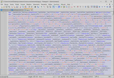 Rys. 12. Obfuskowana zawartość pliku app.js.