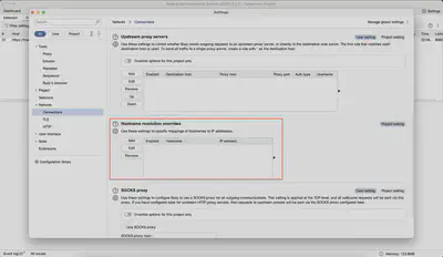 Fig. 5. The Hostname resolution overrides option.