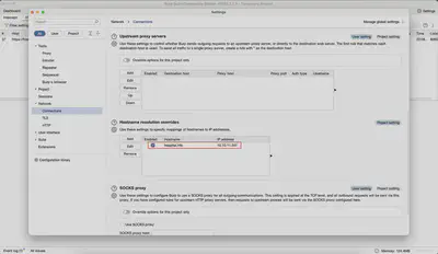 Fig. 7. Example of correctly configured Hostname resolution overrides.