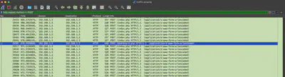 Fig. 14. Detected initial request to the /dashboard.php endpoint.