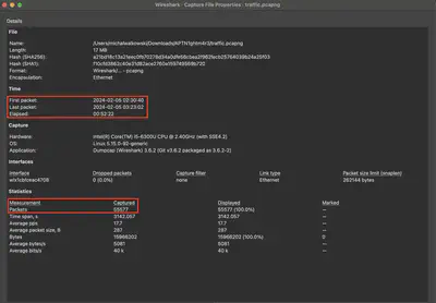 Fig. 2. Basic information about the traffic.pcapng file