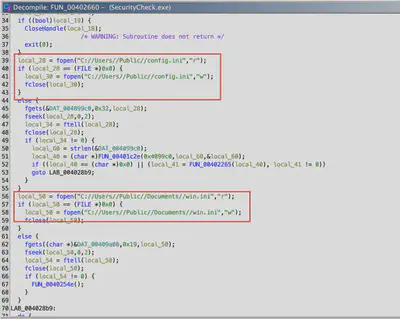 Fig. 12. File paths used by the malware to store configuration.