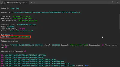 Fig 9. Time of the malicious file execution.