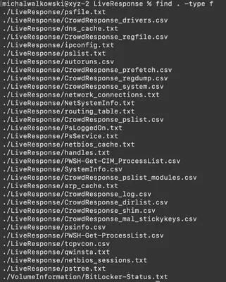 Fig. 2. Contents of the <code>LiveResponse</code> directory.