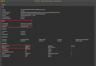 Fig. 1. Basic information about the <code>Capture.pcap</code> file.