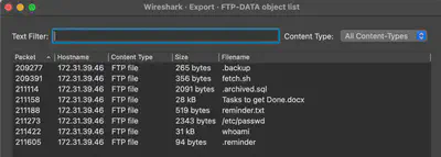 Fig. 21. List of files downloaded by the attacker using the FTP protocol.