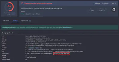 Fig. 4. Analysis of the software using VirusTotal.