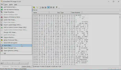 Fig. 4. Exporting files using FTK Imager.