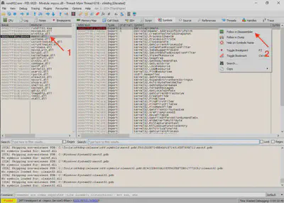 Fig. 20 Finding the main function of <code>mpsvc.dll</code>.