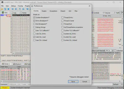 Fig. 18 Configuring x64dbg.