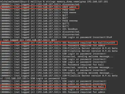 Fig. 5. Logs from the FTP server.