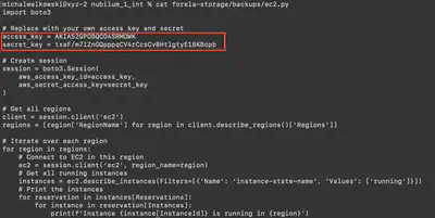 Fig. 5. Contents of the <code>cat forela-storage/backups/ec2.py</code> file.