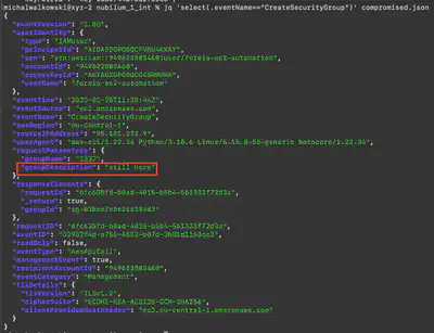 Fig. 11. Security group created by the attacker.