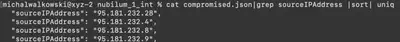Fig. 13. List of IP addresses used by the attacker.