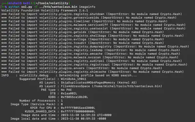 Fig. 2. Basic information about the memory dump.