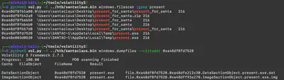 Fig. 11. Extraction of the <code>present.exe</code> file.