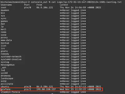 Fig. 13. Information in the file ip-172-31-13-147-20221124-1501-lastlog.txt.