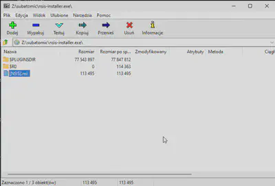 Fig. 5. Viewing the contents of the nsis-installer.exe file, using 7zip available in FlareVM.