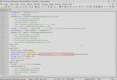 Fig. 6. Found GUID in the <code>[NSIS].nsi</code> file.