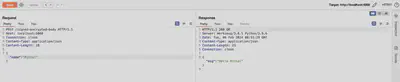 Fig. 6. The sent request, correctly processed by the server.